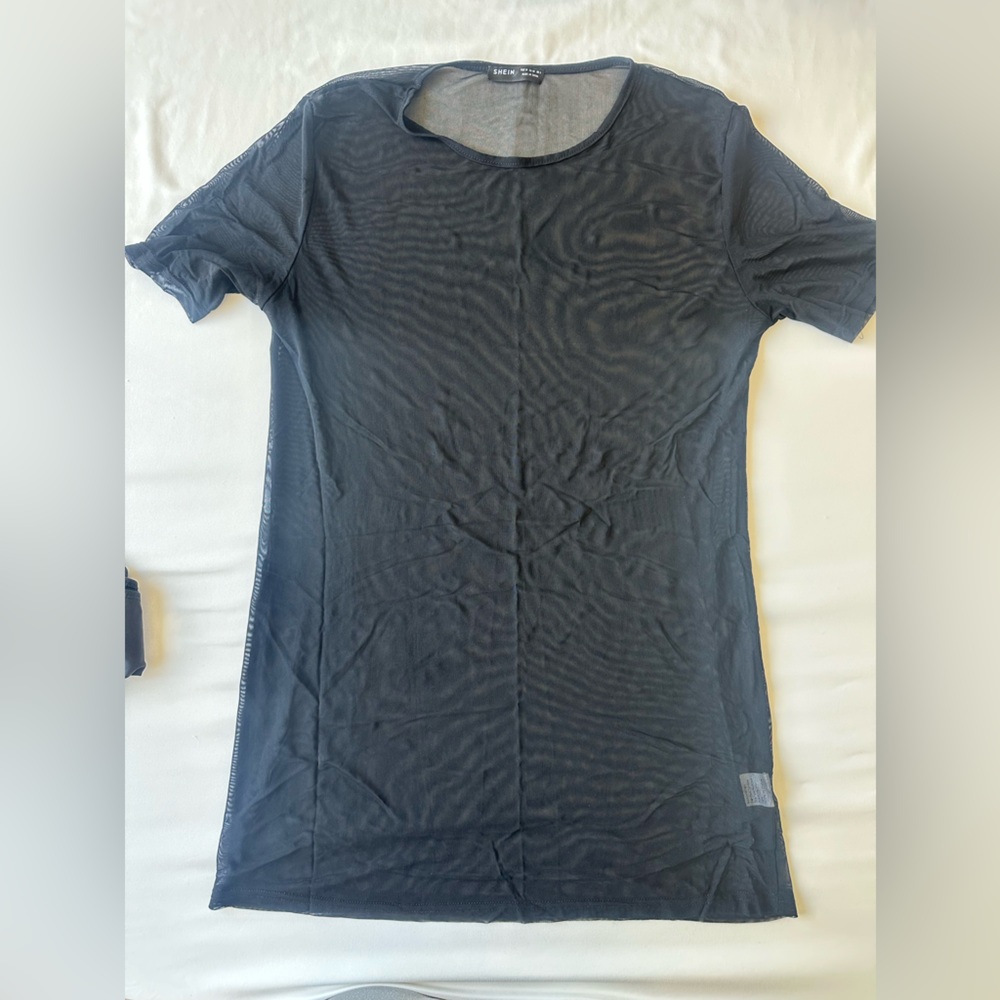 SHEIN black mesh bathing suit coverup dress